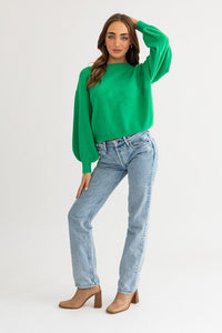 Fuzzy Sweater with Back Ruching - Happily Ever Atchison Shop Co.