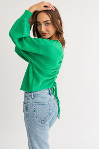 Fuzzy Sweater with Back Ruching - Happily Ever Atchison Shop Co.