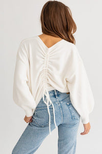 Fuzzy Sweater with Back Ruching - Happily Ever Atchison Shop Co.