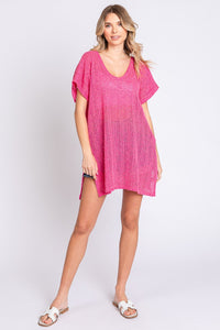 GeeGee Short Sleeve Side Slit Knit Cover Up Dress - Happily Ever Atchison Shop Co.