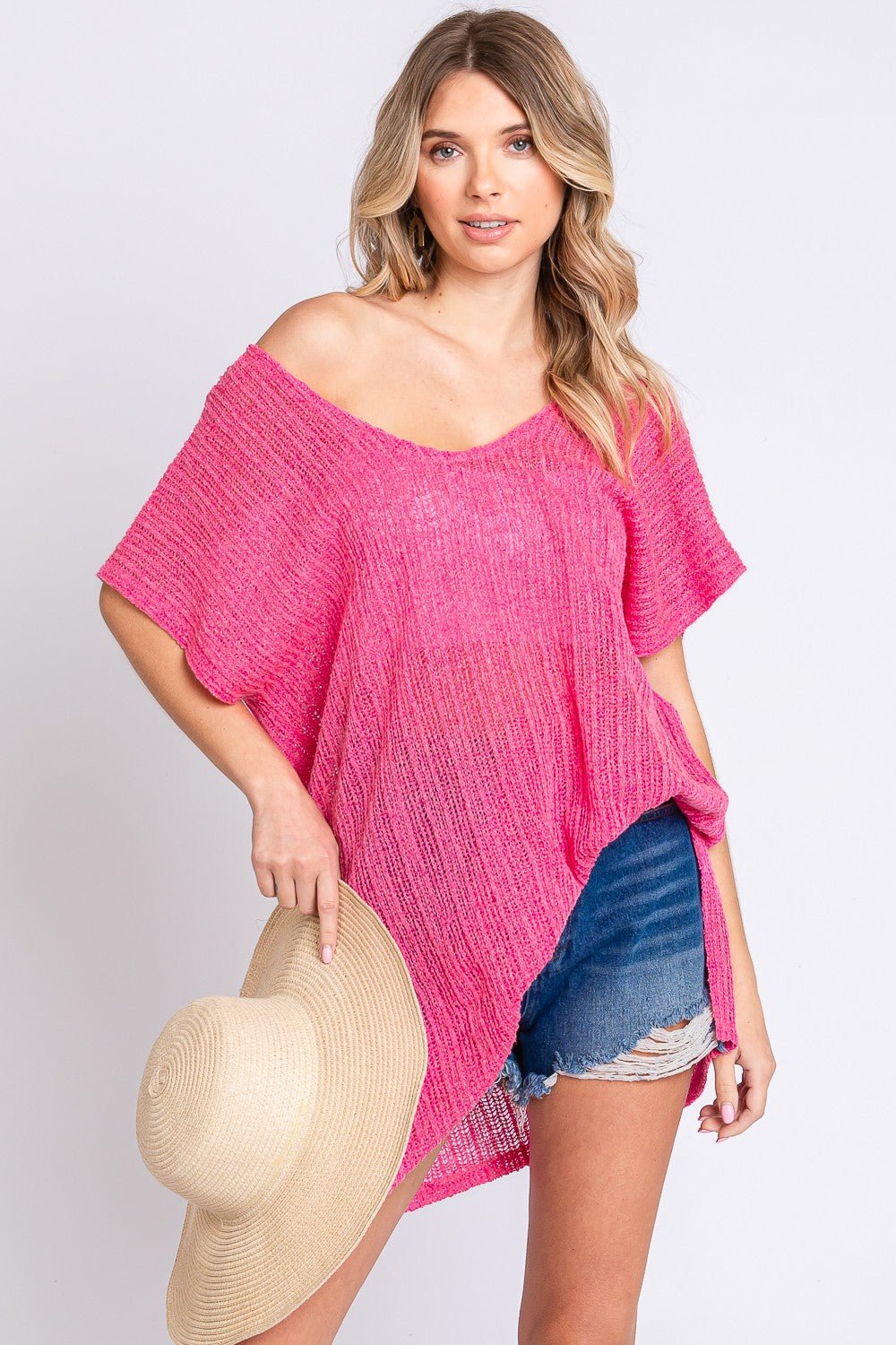 GeeGee Short Sleeve Side Slit Knit Cover Up Dress - Happily Ever Atchison Shop Co.