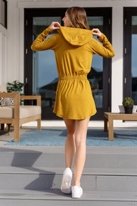 Getting Out Long Sleeve Hoodie Romper Gold Spice - Happily Ever Atchison Shop Co.