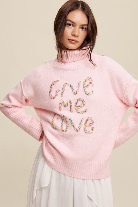 Give Me Love Stitched Mock Neck Sweater - Happily Ever Atchison Shop Co.