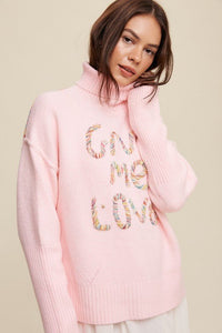Give Me Love Stitched Mock Neck Sweater - Happily Ever Atchison Shop Co.