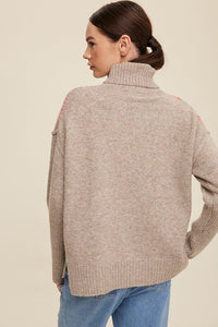 Give Me Love Stitched Mock Neck Sweater - Happily Ever Atchison Shop Co.