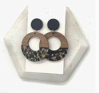 Gold Flake Wood Acrylic Statement Earrings - Happily Ever Atchison Shop Co.