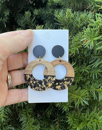 Gold Flake Wood Acrylic Statement Earrings - Happily Ever Atchison Shop Co.