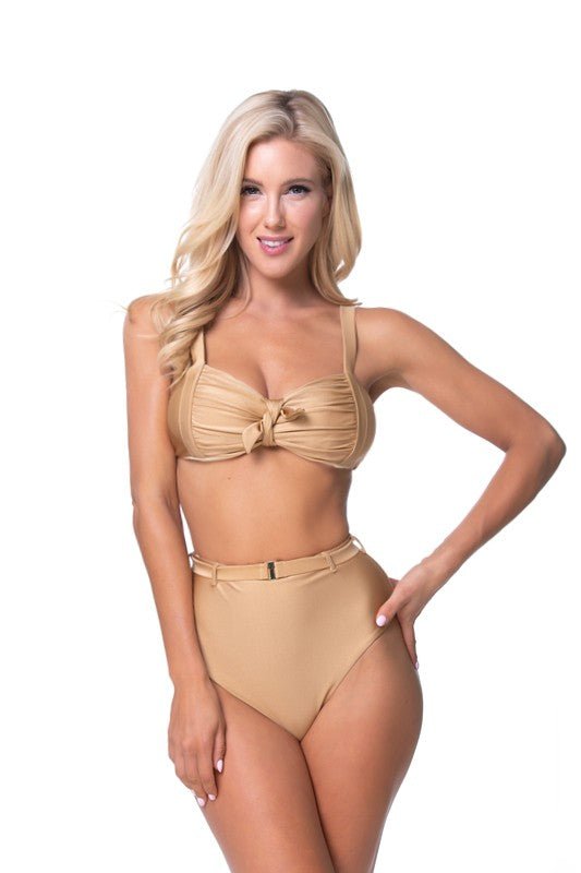 GOLD HIGH WAIST BIKINI SET - Happily Ever Atchison Shop Co.