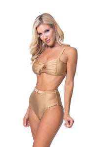 GOLD HIGH WAIST BIKINI SET - Happily Ever Atchison Shop Co.