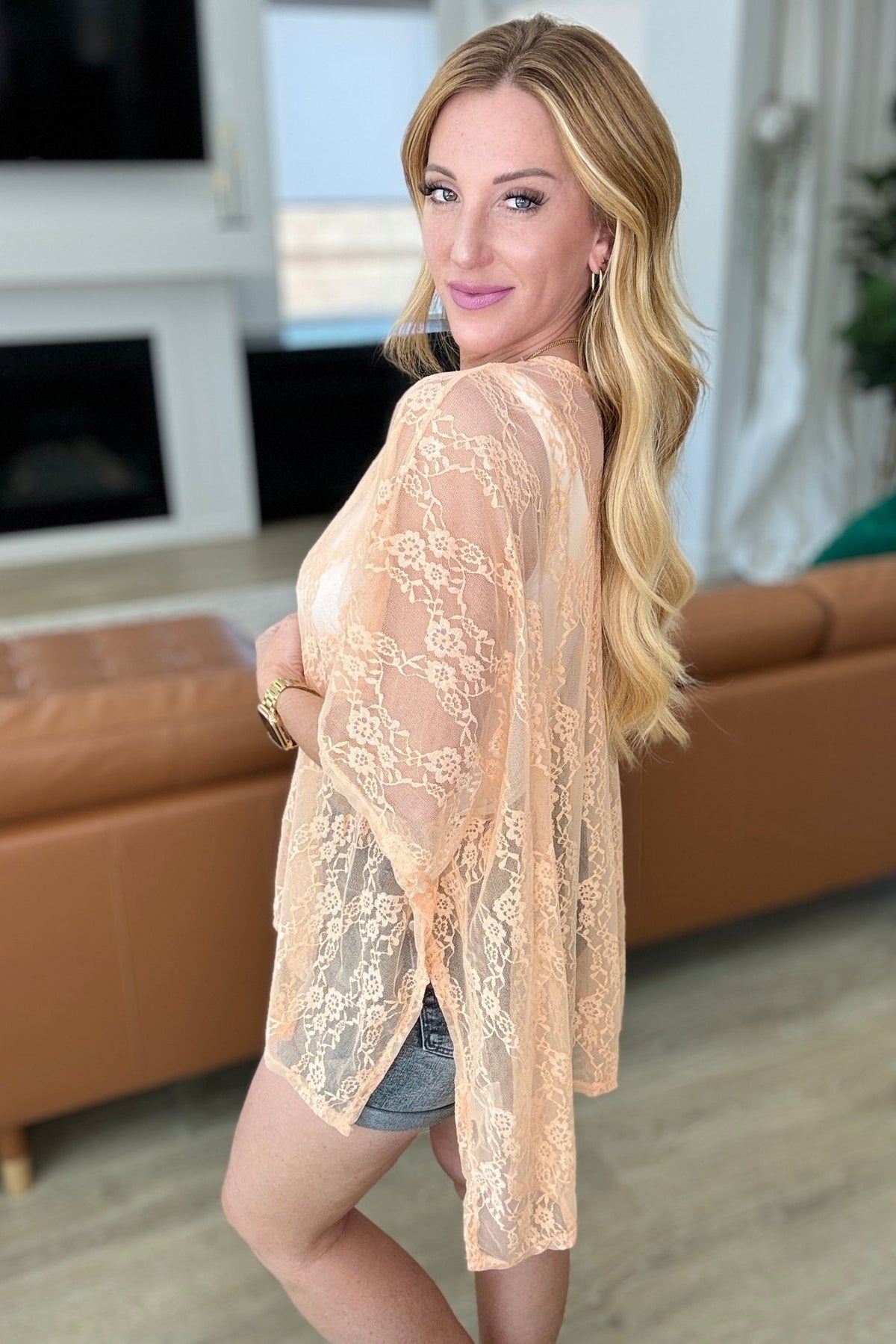 Good Days Ahead Lace Kimono In Peach - Happily Ever Atchison Shop Co.