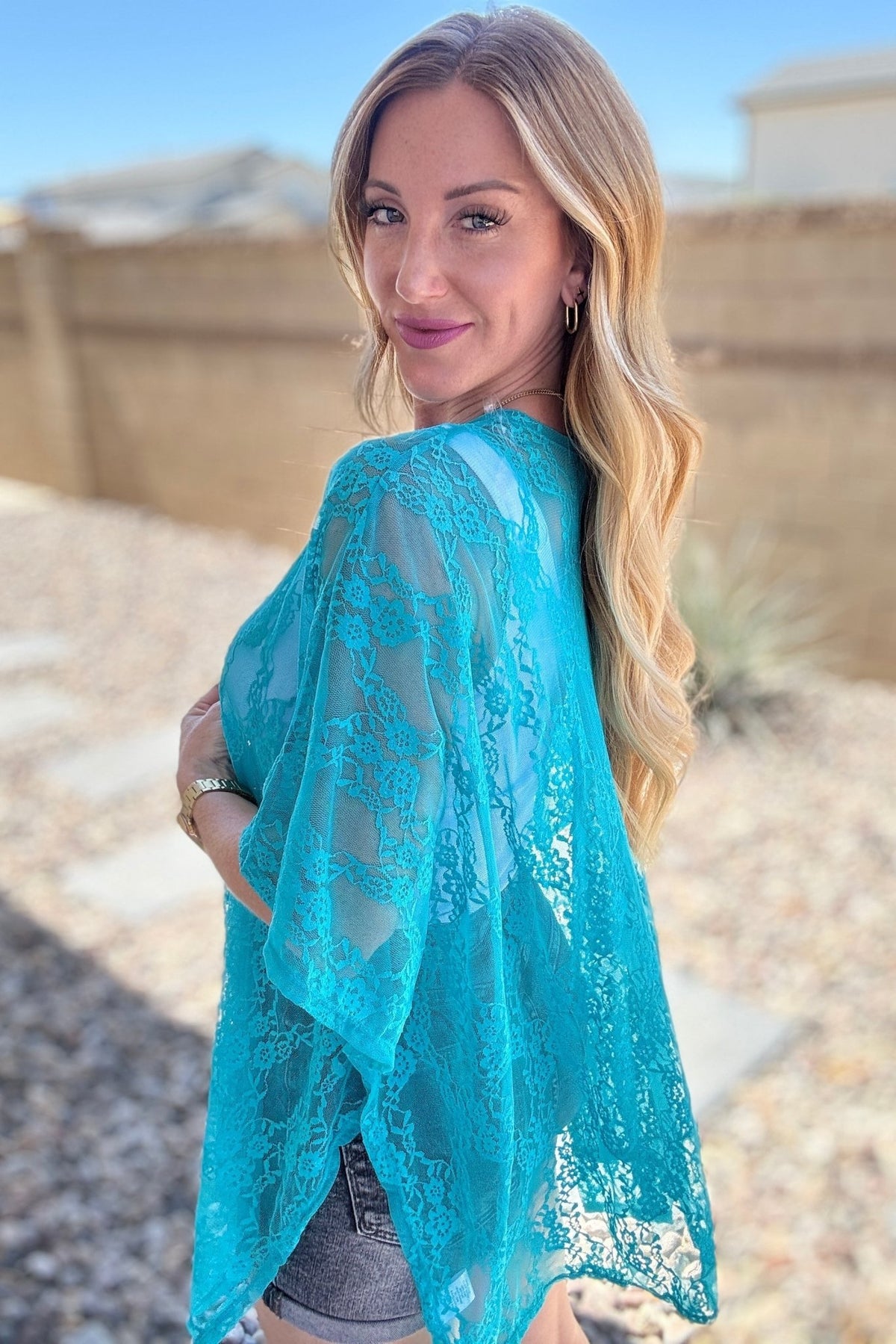Good Days Ahead Lace Kimono In Teal - Happily Ever Atchison Shop Co.