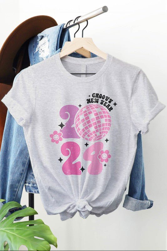 Groovy New Year 2024 Graphic Tee - Happily Ever Atchison Shop Co.