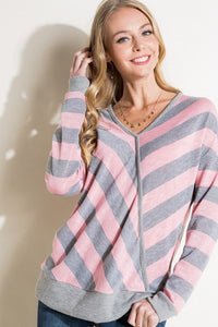 HACCI SLUB STRIPE V NECK TOP - Happily Ever Atchison Shop Co.