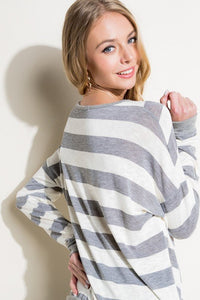 HACCI SLUB STRIPE V NECK TOP - Happily Ever Atchison Shop Co.