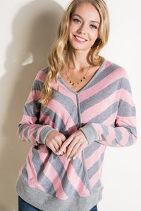 HACCI SLUB STRIPE V NECK TOP - Happily Ever Atchison Shop Co.