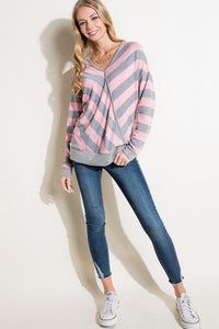 HACCI SLUB STRIPE V NECK TOP - Happily Ever Atchison Shop Co.