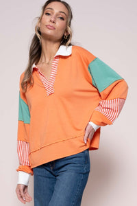 Hailey & Co Color Block Top with Striped Panel - Happily Ever Atchison Shop Co.