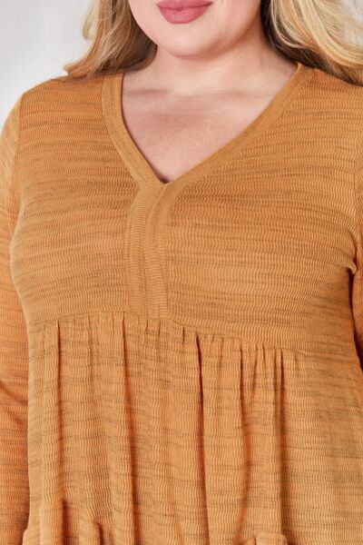 Hailey & Co Full Size V - Neck Flounce Sleeve Blouse - Happily Ever Atchison Shop Co.