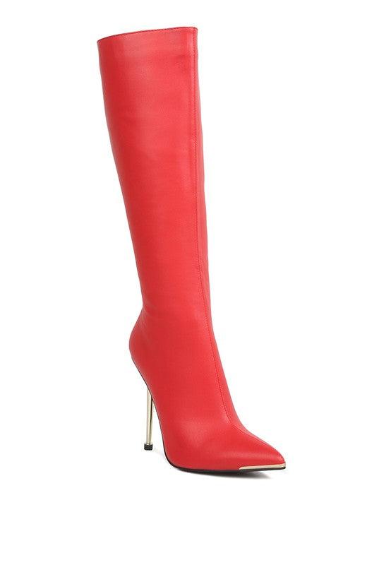 HALE Faux Leather Pointed Heel Calf Boots - Happily Ever Atchison Shop Co.