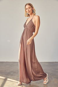 Halter Neck Back Tie Jumpsuit - Happily Ever Atchison Shop Co.