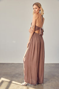 Halter Neck Back Tie Jumpsuit - Happily Ever Atchison Shop Co.