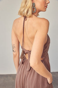 Halter Neck Back Tie Jumpsuit - Happily Ever Atchison Shop Co.