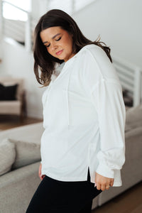 Happier Now Henley Hoodie in Ivory - Happily Ever Atchison Shop Co.