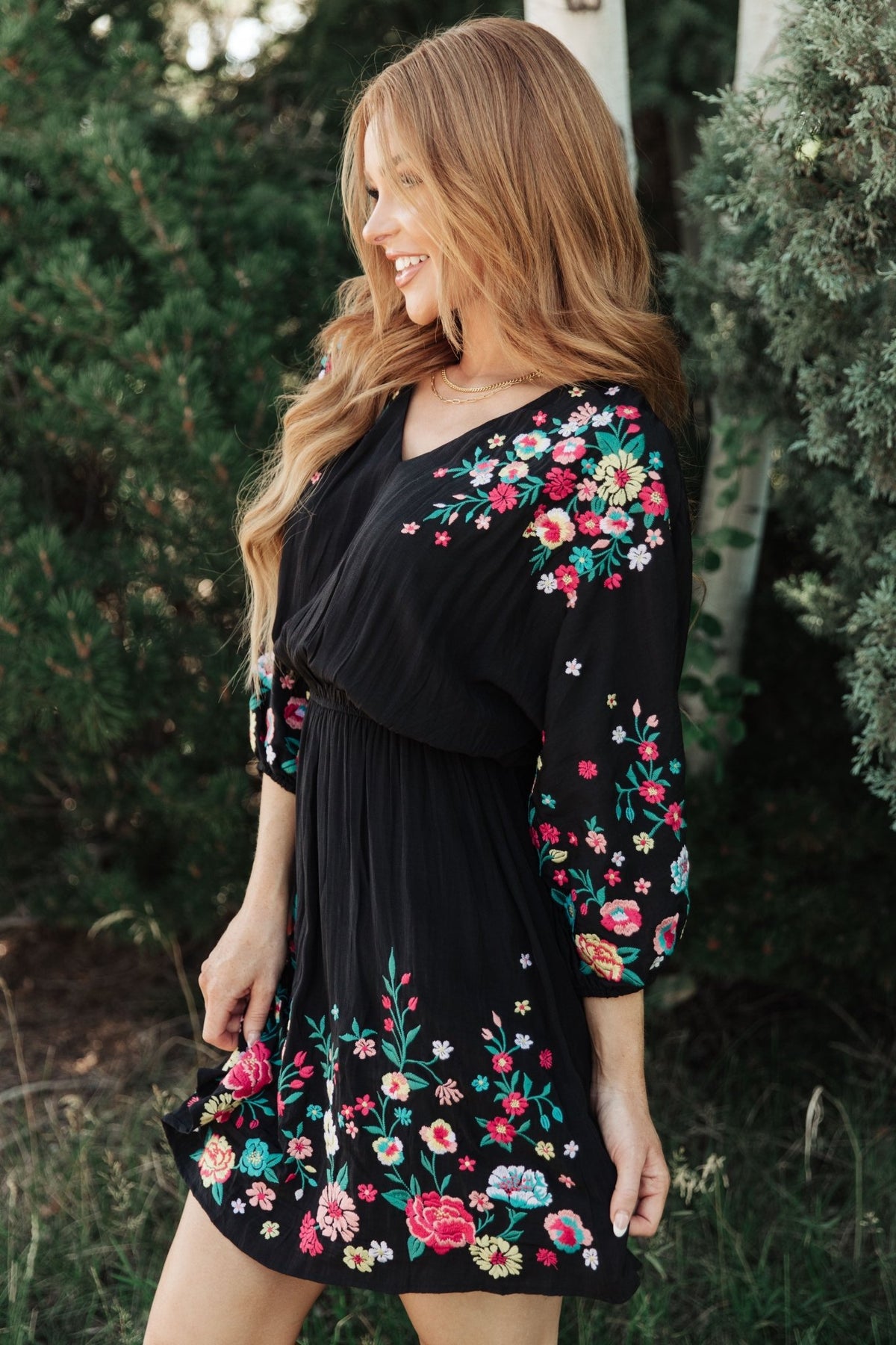 Happy To See You Floral Embroidered Dress - Happily Ever Atchison Shop Co.