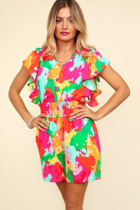 Haptics Abstract Floral Smocked Waist Romper - Happily Ever Atchison Shop Co.