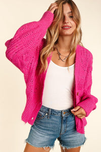 Haptics Full Size Button Down Crop Long Sleeve Cardigan - Happily Ever Atchison Shop Co.