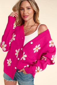 Haptics Full Size Daisy Floral Button Down Long Sleeve Cardigan - Happily Ever Atchison Shop Co.