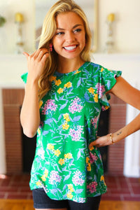Haptics Round Neck Ruffled Floral Knit Top - Happily Ever Atchison Shop Co.