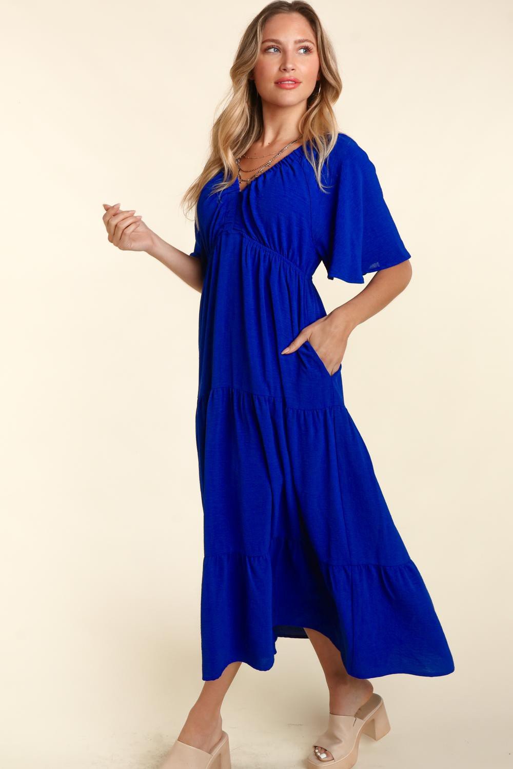 Haptics Tiered Babydoll Maxi Dress with Side Pocket - Happily Ever Atchison Shop Co.