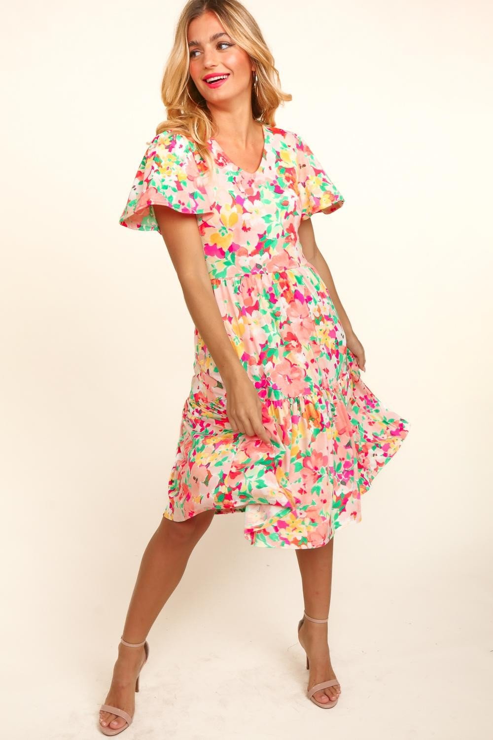 Haptics Tiered Floral Midi Dress with Pockets - Happily Ever Atchison Shop Co.