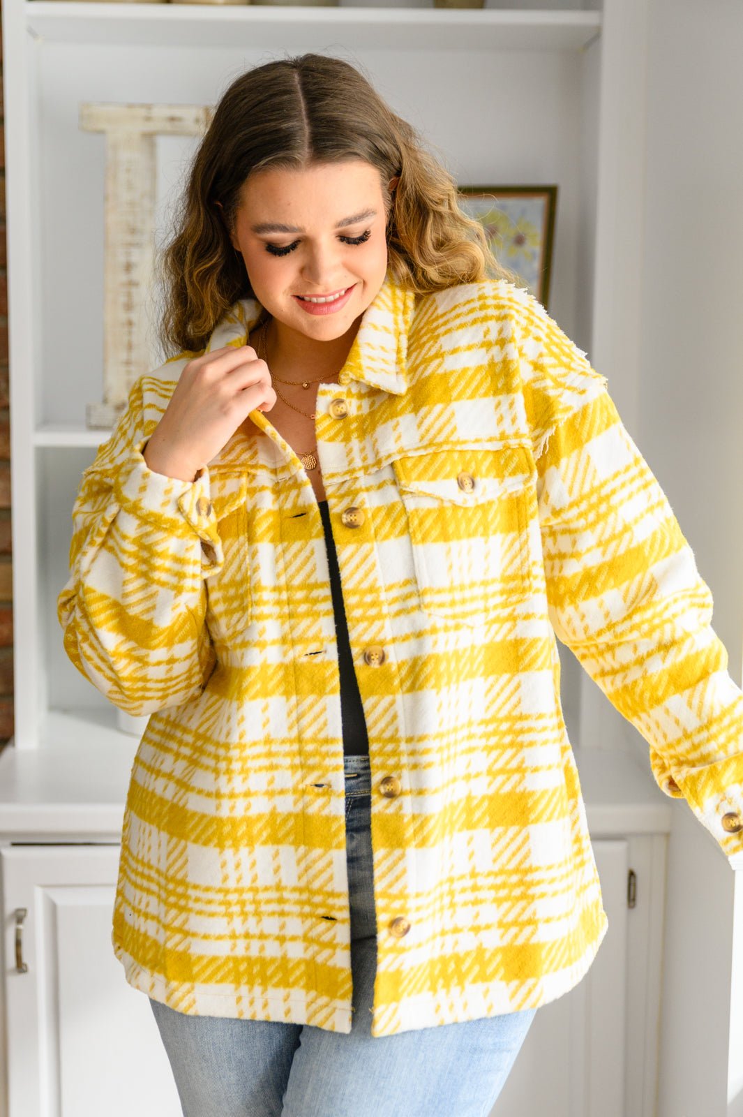 Hard To Miss Shacket In Mustard - Happily Ever Atchison Shop Co.