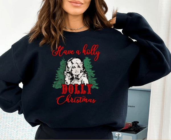 Have a Holly Dolly Christmas Graphic Sweater - Happily Ever Atchison Shop Co.