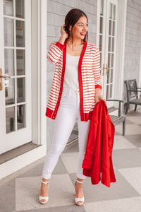 Have You Heard Cardigan in Red - Happily Ever Atchison Shop Co.