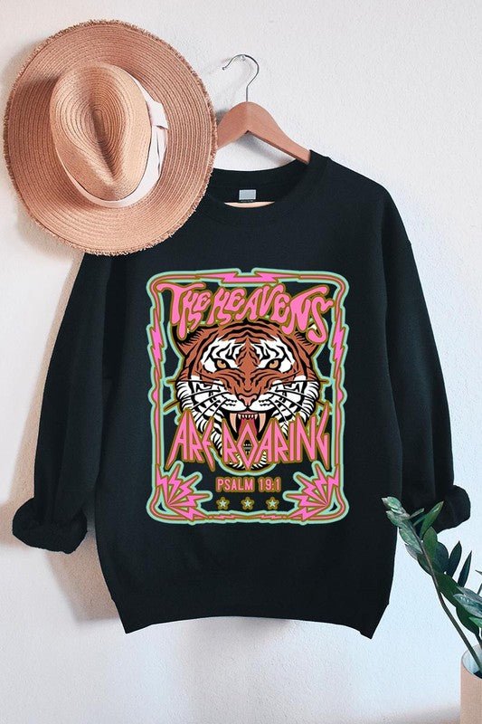 Heavens Roaring Tiger Graphic Fleece Sweatshirts - Happily Ever Atchison Shop Co.