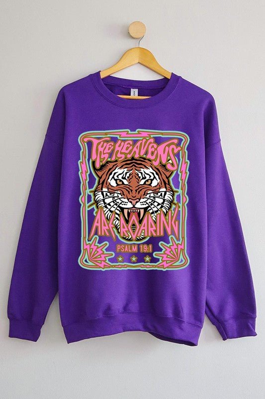 Heavens Roaring Tiger Graphic Fleece Sweatshirts - Happily Ever Atchison Shop Co.