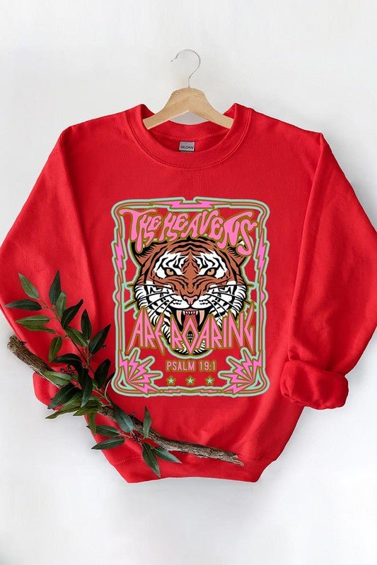 Heavens Roaring Tiger Graphic Fleece Sweatshirts - Happily Ever Atchison Shop Co.