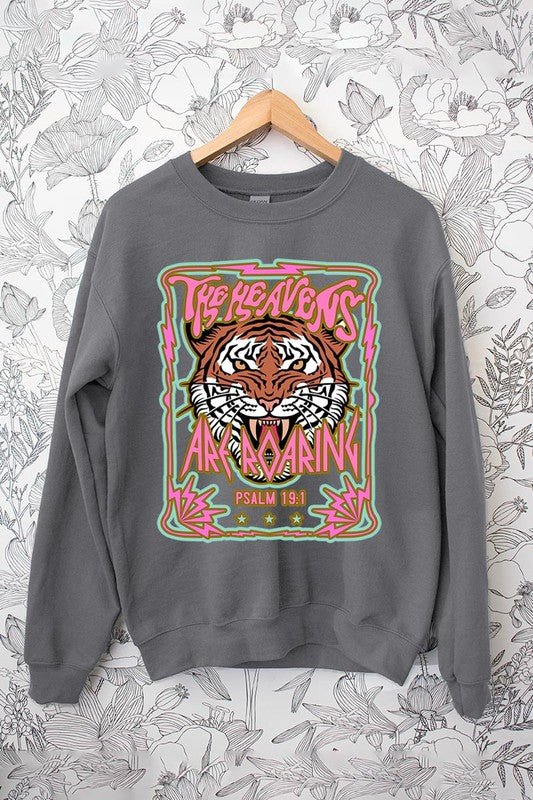 Heavens Roaring Tiger Graphic Fleece Sweatshirts - Happily Ever Atchison Shop Co.