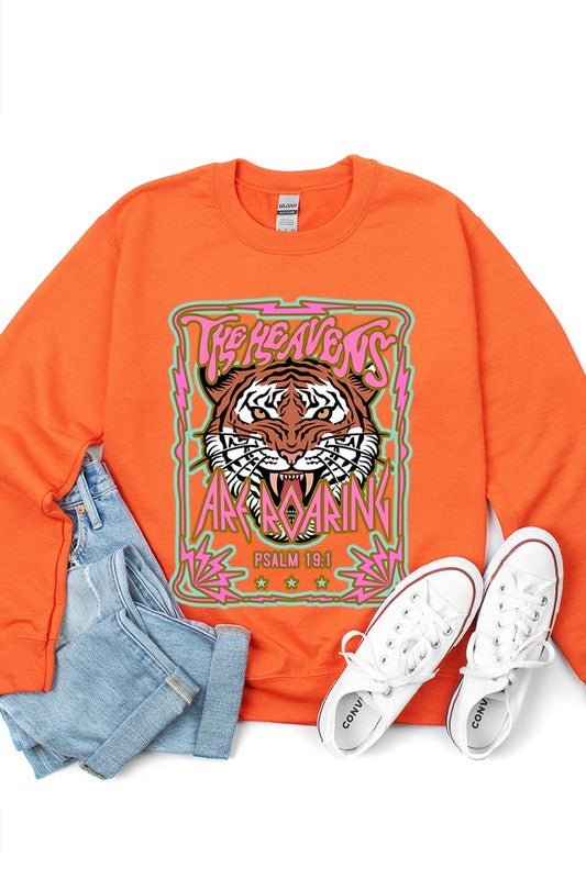 Heavens Roaring Tiger Graphic Fleece Sweatshirts - Happily Ever Atchison Shop Co.
