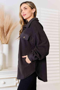 Heimish Cozy Girl Full Size Button Down Shacket - Happily Ever Atchison Shop Co.