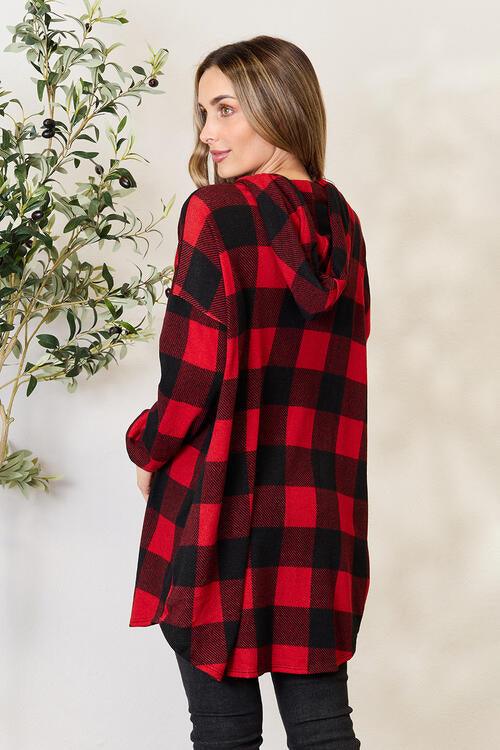 Heimish Full Size Plaid Button Front Hooded Shirt - Happily Ever Atchison Shop Co.
