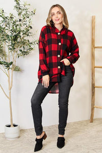 Heimish Full Size Plaid Button Front Hooded Shirt - Happily Ever Atchison Shop Co.