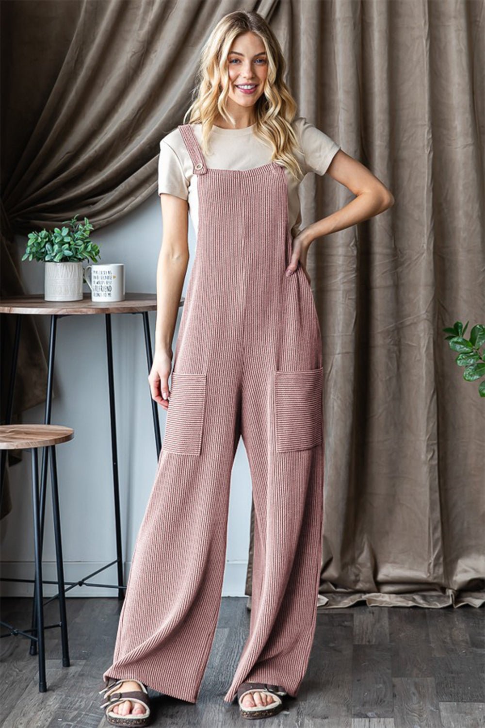 Heimish Full Size Ribbed Front Pocket Sleeveless Jumpsuit - Happily Ever Atchison Shop Co.