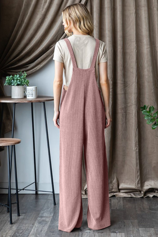 Heimish Full Size Ribbed Front Pocket Sleeveless Jumpsuit - Happily Ever Atchison Shop Co.