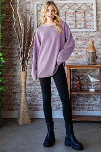 Heimish Full Size Round Neck Dropped Shoulder Blouse - Happily Ever Atchison Shop Co.