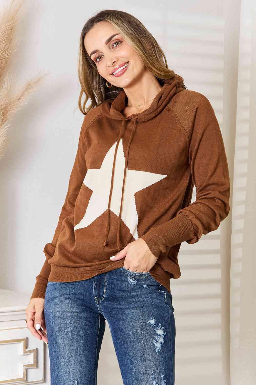 Heimish Full Size Star Graphic Hooded Sweater - Happily Ever Atchison Shop Co.