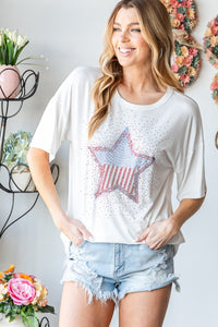 Heimish Full Size Star Patch Short Sleeve T - Shirt - Happily Ever Atchison Shop Co.